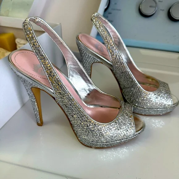 DSW Shoes Miss America Silver Bedazzled Sparkle Heels Poshmark